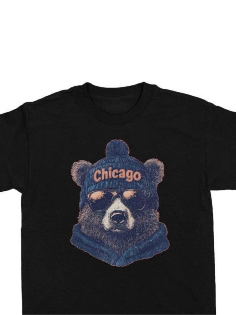 Gildan Black Short-Sleeve Tee with Blue-Accent Chicago Bear Graphic